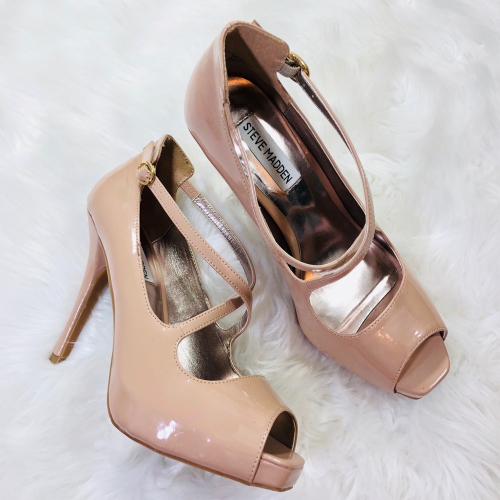 NEW! Steve Madden Nude Cross Cross Peep Toe Heels